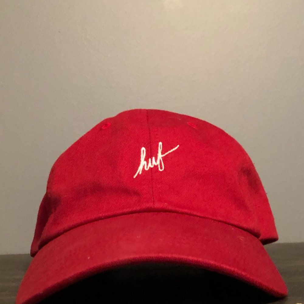 HUF Red Script Strapback Hat